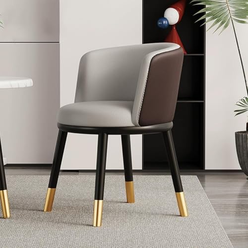 NMVAWIPT 4-teiliger Ledersessel, Lobby-Stuhl for Schlafzimmer, Arbeitszimmer, Schreibtisch, Moderne Esszimmerstühle for Küche Und Restaurant(Light Grey+Curry) von NMVAWIPT