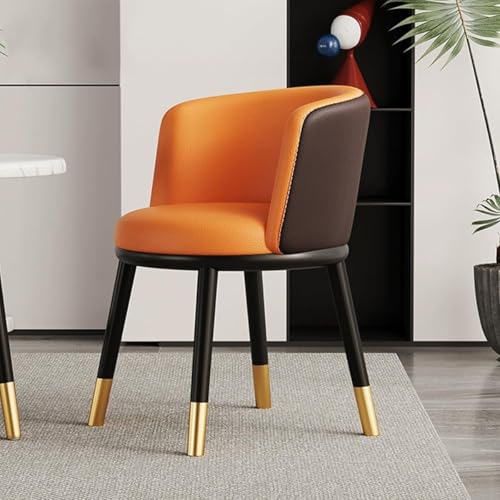 NMVAWIPT 4-teiliger Ledersessel, Lobby-Stuhl for Schlafzimmer, Arbeitszimmer, Schreibtisch, Moderne Esszimmerstühle for Küche Und Restaurant(Orange+Curry) von NMVAWIPT