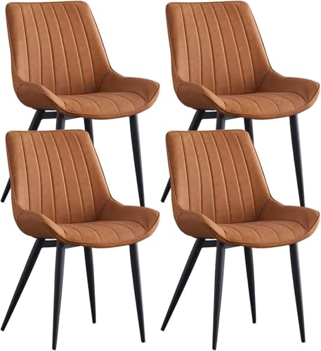 NMVAWIPT 4-teiliges Esszimmerstuhl-Set Mit Ergonomischer Rückenlehne – Seitenstühle Aus PU-Leder for Das Küchencafé(Light Orange) von NMVAWIPT