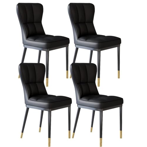 NMVAWIPT 4-teiliges Esszimmerstuhl-Set – Moderne, wasserdichte Stühle Mit Hoher Rückenlehne Aus PU-Leder Und Metallbeinen for Küche Oder Wohnzimmer(Black) von NMVAWIPT