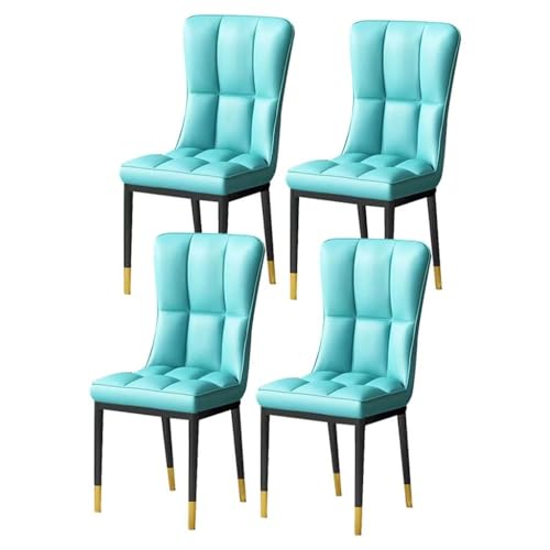 NMVAWIPT 4-teiliges Esszimmerstuhl-Set – Moderne, wasserdichte Stühle Mit Hoher Rückenlehne Aus PU-Leder Und Metallbeinen for Küche Oder Wohnzimmer(Light Blue) von NMVAWIPT