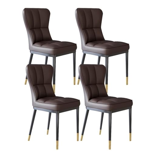 NMVAWIPT 4-teiliges Esszimmerstuhl-Set – Moderne, wasserdichte Stühle Mit Hoher Rückenlehne Aus PU-Leder Und Metallbeinen for Küche Oder Wohnzimmer(Light Brown) von NMVAWIPT