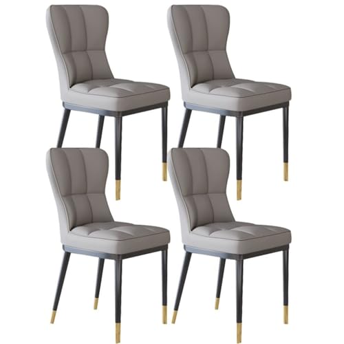 NMVAWIPT 4-teiliges Esszimmerstuhl-Set – Moderne, wasserdichte Stühle Mit Hoher Rückenlehne Aus PU-Leder Und Metallbeinen for Küche Oder Wohnzimmer(Light Gray) von NMVAWIPT