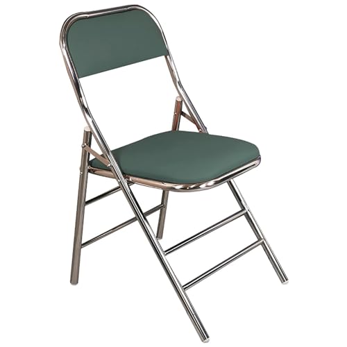 NMVAWIPT 4PCS Faltbare Esszimmerstühle Aus Pu-Leder, Tragbarer Metallrahmen Mit Rückenlehne for Büro Und Zuhause(Green,Silver Frame) von NMVAWIPT