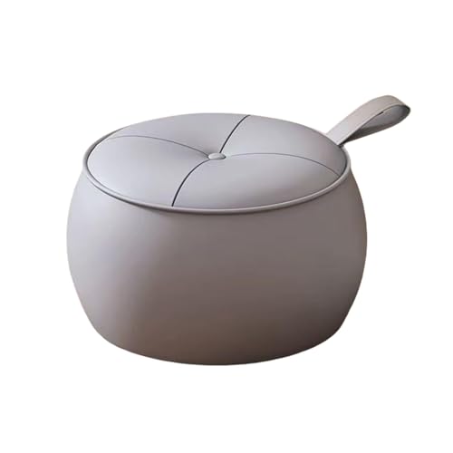NMVAWIPT 4er-Pack 12,2 Zoll Runder Ottoman-Fußhocker Aus Kunstleder Mit Griff for Wohnzimmer Und Schlafzimmer(Gray,A) von NMVAWIPT