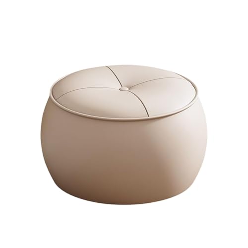 NMVAWIPT 4er-Pack 12,2 Zoll Runder Ottoman-Fußhocker Aus Kunstleder Mit Griff for Wohnzimmer Und Schlafzimmer(White,B) von NMVAWIPT