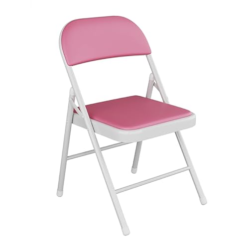 NMVAWIPT 4er-Pack Klappbarer Metallstuhl Mit PU-gepolsterter Sitzfläche – Ergonomisches Design for Esszimmerveranstaltungen Im Homeoffice(Pink,White Metal Frame) von NMVAWIPT