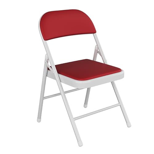 NMVAWIPT 4er-Pack Klappbarer Metallstuhl Mit PU-gepolsterter Sitzfläche – Ergonomisches Design for Esszimmerveranstaltungen Im Homeoffice(Red,White Metal Frame) von NMVAWIPT