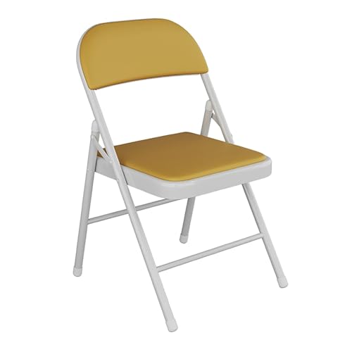 NMVAWIPT 4er-Pack Klappbarer Metallstuhl Mit PU-gepolsterter Sitzfläche – Ergonomisches Design for Esszimmerveranstaltungen Im Homeoffice(Yellow,White Metal Frame) von NMVAWIPT