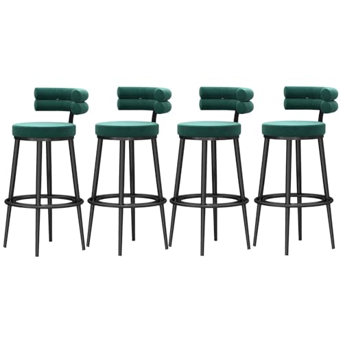 NMVAWIPT 4er-Set Barhocker In Thekenhöhe Aus Samt Mit Schwarzen Metallbeinen – Ergonomische Kücheninselstühle for Esszimmer, Café Und Büro(Green,75cm(29.5 Inch)) von NMVAWIPT