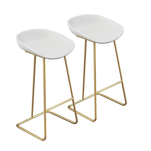 NMVAWIPT 4er-Set Barhocker for Home Office Kitchen Club, Esszimmerstühle Ohne Armlehnen Mit Metallbeinen Und PP-Sitzfläche, Moderne In Thekenhöhe(White,75cm) von NMVAWIPT