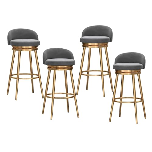 NMVAWIPT 4er-Set Drehbare Barhocker Aus Samt Mit Fußstütze, Goldene Metallbeine, Stühle In Thekenhöhe for Kücheninsel, Hausbar Und Esszimmer(Blue 4pcs) von NMVAWIPT