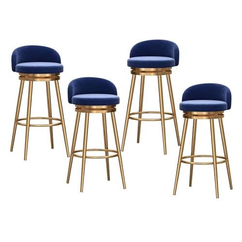 NMVAWIPT 4er-Set Drehbare Barhocker Aus Samt Mit Fußstütze, Goldene Metallbeine, Stühle In Thekenhöhe for Kücheninsel, Hausbar Und Esszimmer(Green 4pcs) von NMVAWIPT