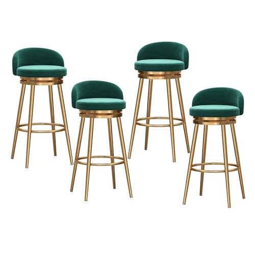 NMVAWIPT 4er-Set Drehbare Barhocker Aus Samt Mit Fußstütze, Goldene Metallbeine, Stühle In Thekenhöhe for Kücheninsel, Hausbar Und Esszimmer(Grey 4pcs) von NMVAWIPT