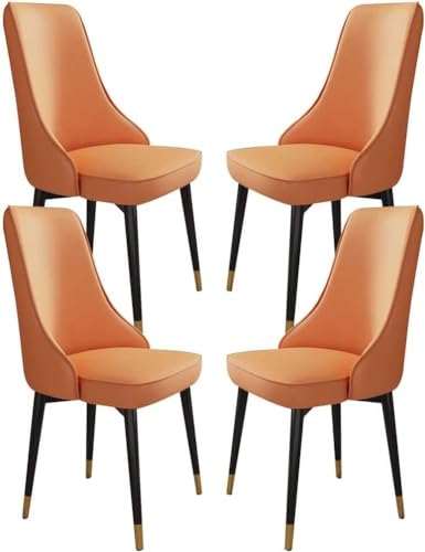 NMVAWIPT 4er-Set Esszimmerstühle Aus Mikrofaser-Leder – Moderne Küchen- Und Wohnzimmerstühle Mit Stabilen Beinen Karbonstahl(Orange) von NMVAWIPT