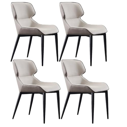 NMVAWIPT 4er-Set Esszimmerstühle Aus PU-Leder Mit Hoher Rückenlehne, Mid-Century Modern Küchen-Lounge-Sitzmöbel Metallbeinen(Light Gray) von NMVAWIPT