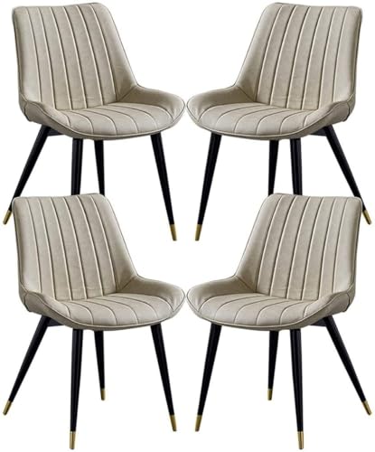 NMVAWIPT 4er-Set Esszimmerstühle for Die Kücheninsel, Kunst-PU-Leder, Seitlicher Akzent Wohnzimmerlounge(Creamy-White) von NMVAWIPT