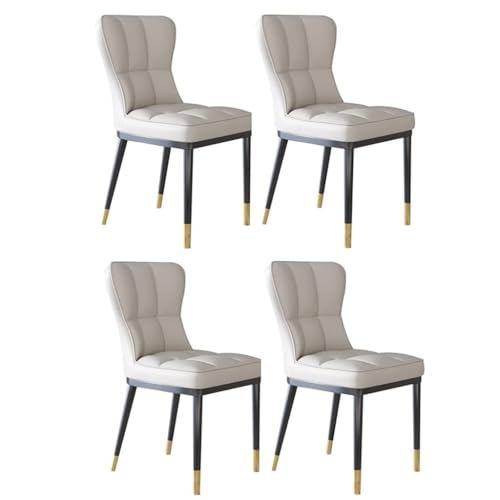 NMVAWIPT 4er-Set Esszimmerstühle for die Küche, modernes PU-Leder mit hoher Rückenlehne, Metallbeine, wasserdichte gepolsterte Sitze, einfache Montage(Off-White) von NMVAWIPT