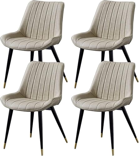 NMVAWIPT 4er-Set Küchenstühle, PU-Lederstühle, Mit Rückenlehne, Metallbeinen, Esszimmer, Retro, Wohnzimmer, Schlafzimmer, Balkon(Beige) von NMVAWIPT