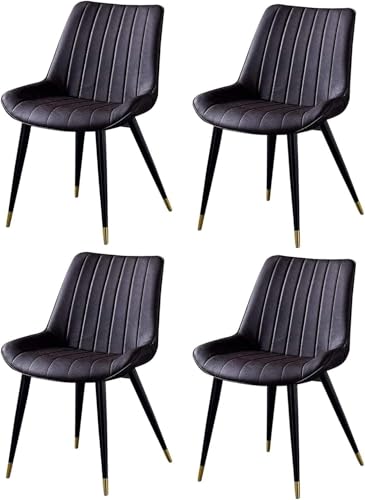 NMVAWIPT 4er-Set Küchenstühle, PU-Lederstühle, Mit Rückenlehne, Metallbeinen, Esszimmer, Retro, Wohnzimmer, Schlafzimmer, Balkon(Brown) von NMVAWIPT