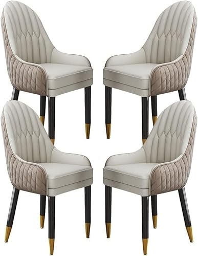NMVAWIPT 4er-Set Moderne Esszimmerstühle Aus Mikrofaserleder Mit Beinen Massivholz(Khki+beige) von NMVAWIPT