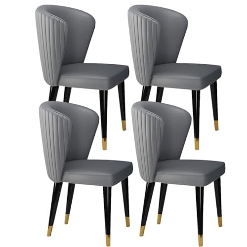 NMVAWIPT 4er-Set Moderne Esszimmerstühle Aus Mikrofaserleder for Küche, Wohnzimmer Und Empfangsraum, Mit Beinen Massivem Eschenholz – Lounge Im Nordischen Stil(Dark Gray) von NMVAWIPT