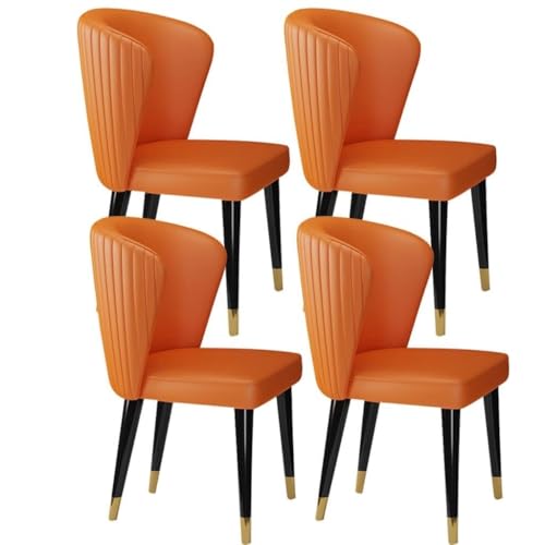NMVAWIPT 4er-Set Moderne Esszimmerstühle Aus Mikrofaserleder for Küche, Wohnzimmer Und Empfangsraum, Mit Beinen Massivem Eschenholz – Lounge Im Nordischen Stil(Orange) von NMVAWIPT