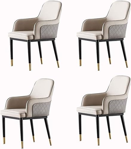 NMVAWIPT 4er-Set Moderne Esszimmerstühle Mit Hoher Rückenlehne, Wasserdichtes PU-Leder, Metallbeine, for Restaurants, Cafés(Gray) von NMVAWIPT