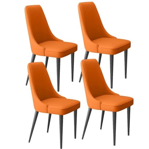 NMVAWIPT 4er-Set Moderne Esszimmerstühle Mit Latexpolster for Die Küche, Wohnzimmerseite Weichem Mikrofaserleder Und Metallbeinen(Orange) von NMVAWIPT