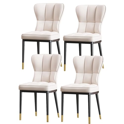 NMVAWIPT 4er-Set Moderne Esszimmerstühle Mit PU-Kissen Und Metallbeinen for Küche Wohnzimmer(Off White) von NMVAWIPT