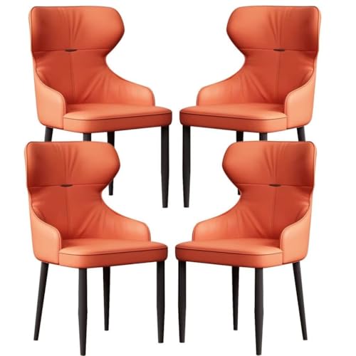 NMVAWIPT 4er-Set Moderne Küchen-Esszimmerstühle – PU-Lederpolsterung Mit Ergonomischem Design Und Stabilen Beinen Aus Karbonstahl(Dark Orange) von NMVAWIPT