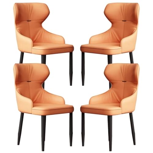NMVAWIPT 4er-Set Moderne Küchen-Esszimmerstühle – PU-Lederpolsterung Mit Ergonomischem Design Und Stabilen Beinen Aus Karbonstahl(Light Orange) von NMVAWIPT