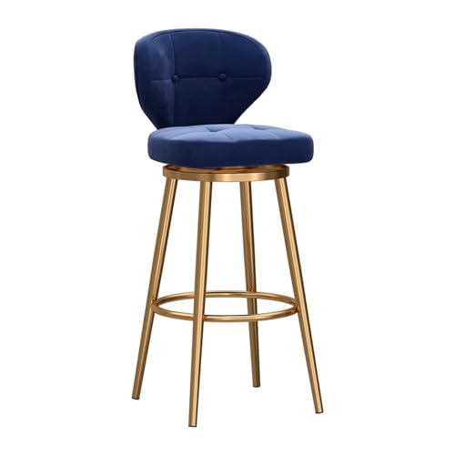 NMVAWIPT 4er-Set Moderner Barhocker, Höhenverstellbare Barhocker, Esszimmerstuhl Mit Samtpolsterung Und Goldener Basis(Blue-1pcs,Height:65cm) von NMVAWIPT