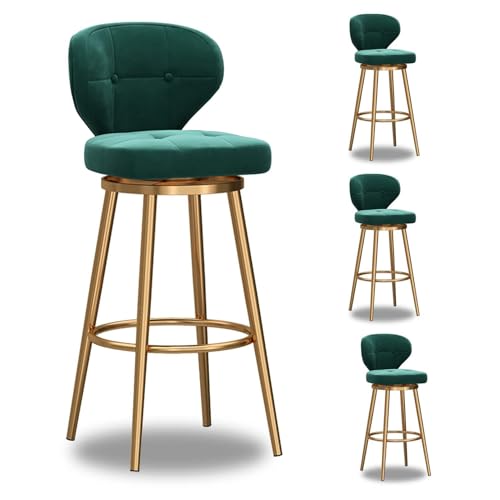 NMVAWIPT 4er-Set Moderner Barhocker, Höhenverstellbare Barhocker, Esszimmerstuhl Mit Samtpolsterung Und Goldener Basis(Green-4pcs,Height:65cm) von NMVAWIPT