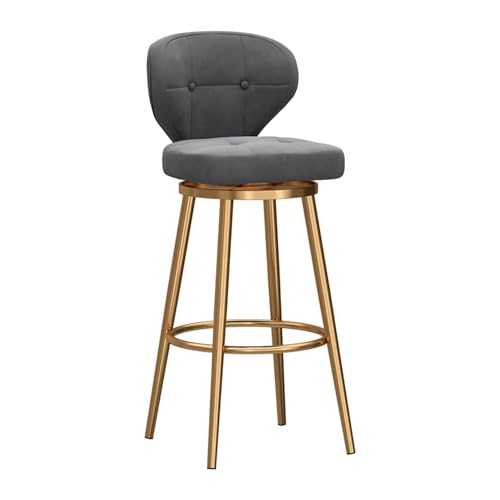 NMVAWIPT 4er-Set Moderner Barhocker, Höhenverstellbare Barhocker, Esszimmerstuhl Mit Samtpolsterung Und Goldener Basis(Grey-1pcs,Height:65cm) von NMVAWIPT