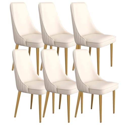 NMVAWIPT 6 Moderne Esszimmerstühle Mit Metallrahmen, Sitz Und Rückenlehne Aus Mikrofaserleder(Beige White) von NMVAWIPT