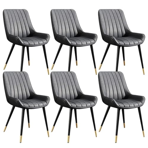 NMVAWIPT 6 Moderne Esszimmerstühle Mit PU-Ledersitz Und Metallbeinen, Einfache Montage for Küche Wohnzimmer(Gray,Black Gold feet) von NMVAWIPT