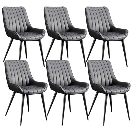 NMVAWIPT 6 Moderne Esszimmerstühle Mit PU-Ledersitz Und Metallbeinen, Einfache Montage for Küche Wohnzimmer(Gray,Black feet) von NMVAWIPT