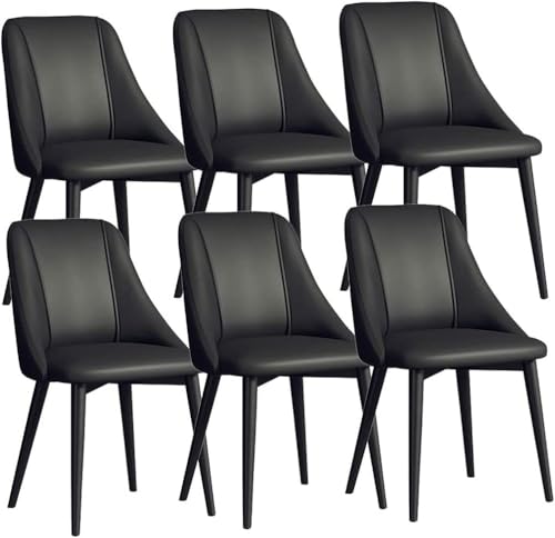 NMVAWIPT 6 Stück Moderne Esszimmerstühle Aus PU-Leder Mit Ergonomischer Rückenlehne Und Metallbeinen for Küche Wohnzimmer(Black) von NMVAWIPT