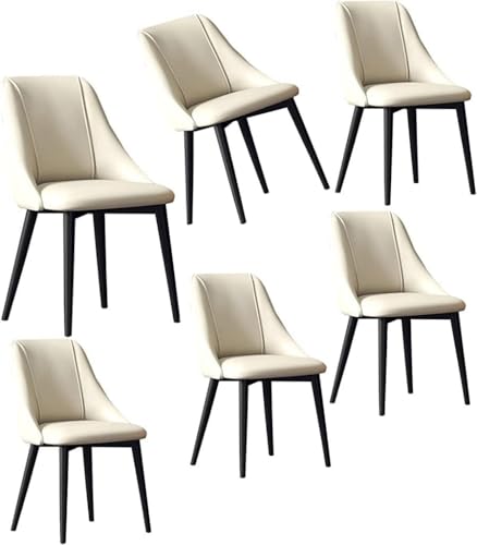 NMVAWIPT 6 Stück Moderne Esszimmerstühle Aus PU-Leder Mit Ergonomischer Rückenlehne Und Metallbeinen for Küche Wohnzimmer(White) von NMVAWIPT