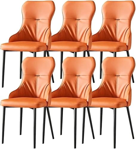 NMVAWIPT 6 Stück Moderne Esszimmerstühle Mit PU-Ledersitz Und Metallbeinen for Küche Wohnzimmer(Orange) von NMVAWIPT