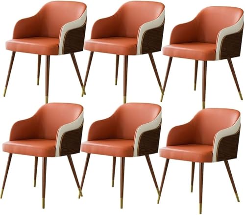 NMVAWIPT 6 Stück Moderne Esszimmerstühle Mit Polsterung Und Sitzfläche Aus Mikrofaserleder Beinen Buchenholz for Das Wohnzimmer(Orange 2) von NMVAWIPT