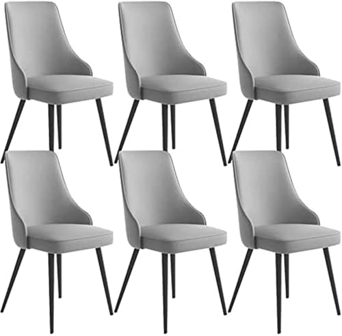 NMVAWIPT 6-teiliges Modernes Esszimmerstuhl-Set – Wasserdichtes PU-Leder, Metallbeine, Ergonomisches Design for Küche Oder Wohnzimmer(Gray,Black feet) von NMVAWIPT