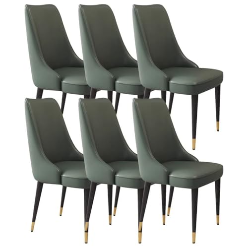 NMVAWIPT 6er-Set Esszimmerstühle, Mikrofaser-Leder, wasserdichte Kissen, Rahmen Aus Kohlenstoffstahl(Dark Green) von NMVAWIPT