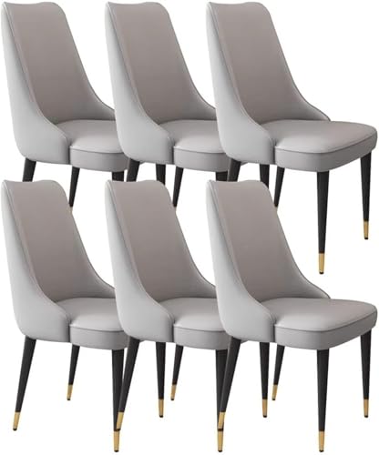 NMVAWIPT 6er-Set Esszimmerstühle, Mikrofaser-Leder, wasserdichte Kissen, Rahmen Aus Kohlenstoffstahl(Light Grey) von NMVAWIPT