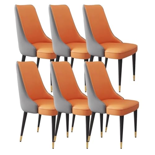 NMVAWIPT 6er-Set Esszimmerstühle, Mikrofaser-Leder, wasserdichte Kissen, Rahmen Aus Kohlenstoffstahl(Orange) von NMVAWIPT