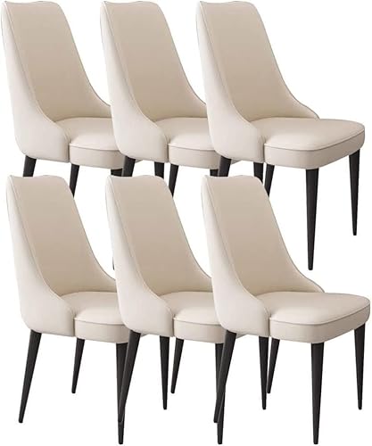 NMVAWIPT 6er-Set Esszimmerstühle Aus Mikrofaserleder for Die Küche, Loungesessel for Tisch Und Beistelltisch, Stabile Beine Karbonstahl(Color 1,Black Leg) von NMVAWIPT