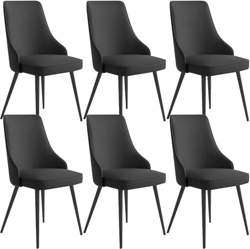 NMVAWIPT 6er-Set Esszimmerstühle Aus PU-Leder, wasserdichte Sitzgelegenheiten for Die Küche Im Wohnzimmer Mit Metallbeinen, Lounge-Thekensitz(#4,Black feet) von NMVAWIPT