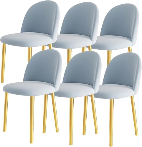 NMVAWIPT 6er-Set Esszimmerstühle Im Modernen Design for Die Küche, Beine Aus Samt Kohlenstoffstahl, for Theke, Lounge, Wohnzimmer, Empfang(Blue,Golden Leg) von NMVAWIPT