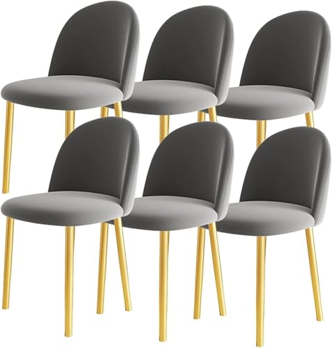 NMVAWIPT 6er-Set Esszimmerstühle Im Modernen Design for Die Küche, Beine Aus Samt Kohlenstoffstahl, for Theke, Lounge, Wohnzimmer, Empfang(Dark Gray,Golden Leg) von NMVAWIPT